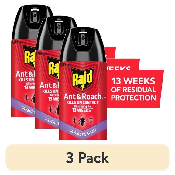 (3 pack) Raid Ant & Roach Insect Killer, Indoor Insecticide, Residual Killing Power, Lavender Scent, 17.5 oz
