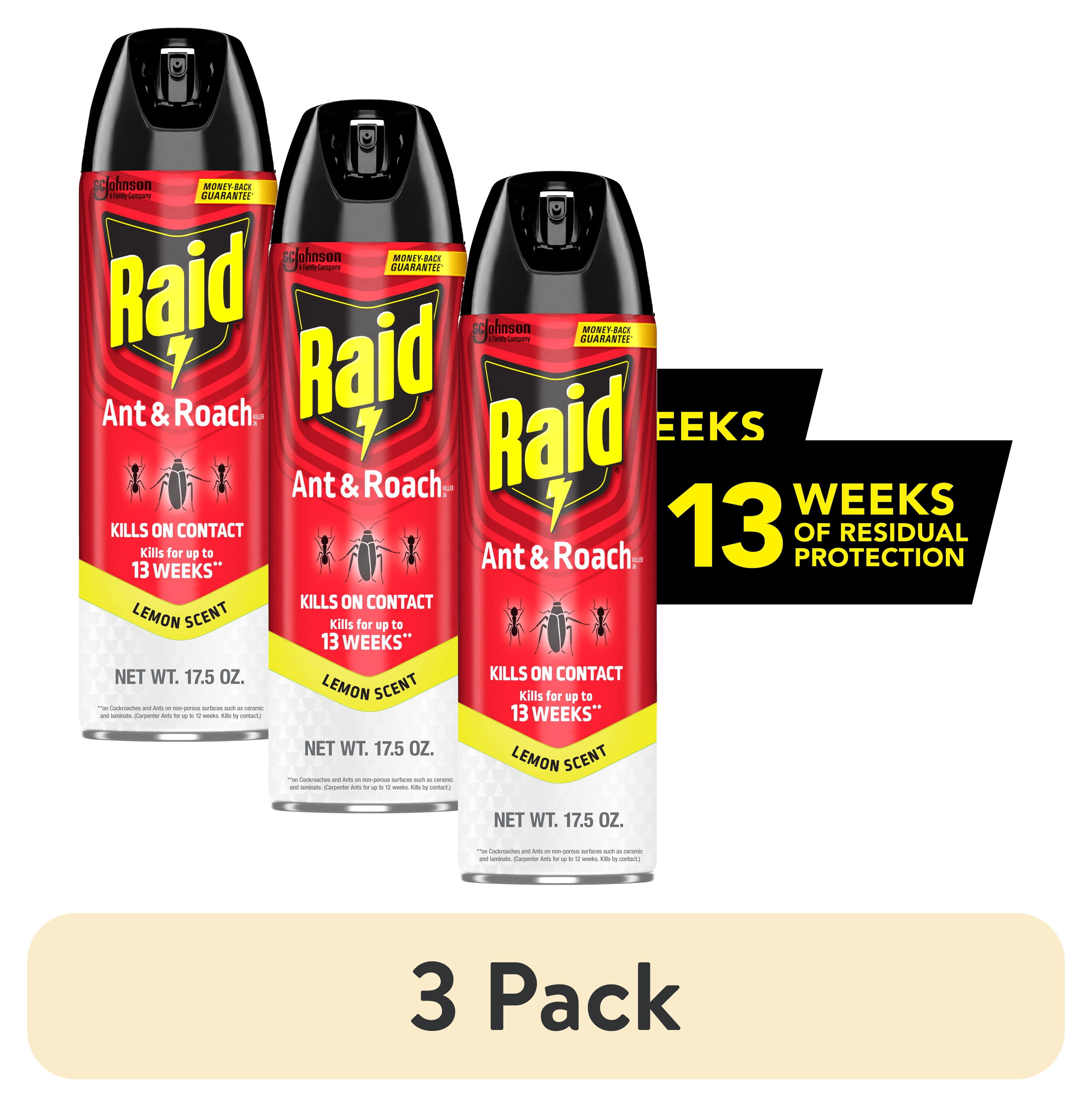Lemon Raid (3 pack) Raid Ant and Roach Insect Killer Aerosol Insecticide, Lemon ...