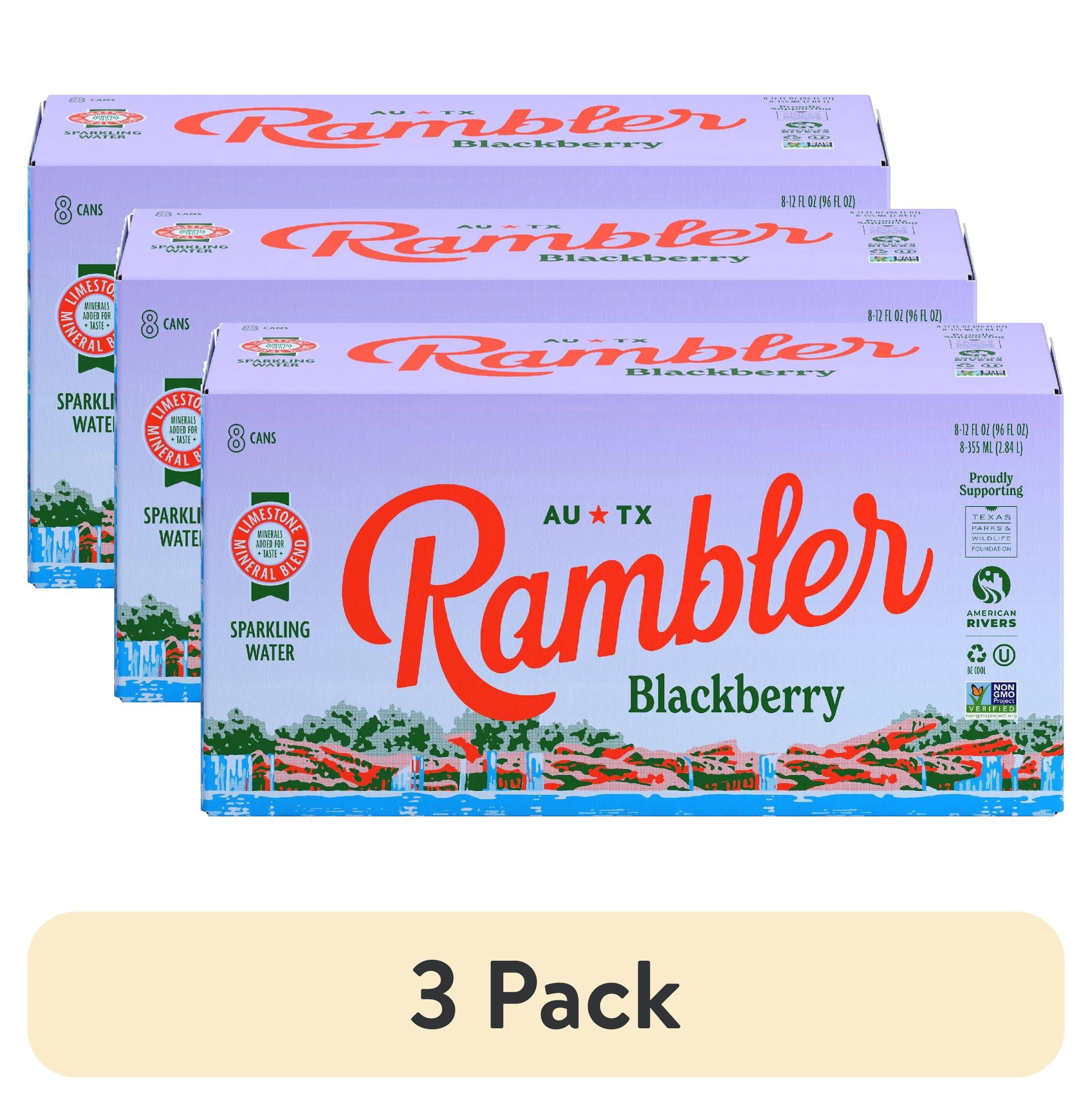 (3 pack) Rambler Blackberry Sparkling Water 8 - 12 fl oz Cans