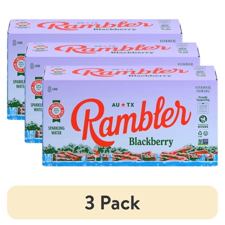 (3 pack) Rambler Blackberry Sparkling Water 8 - 12 fl oz Cans