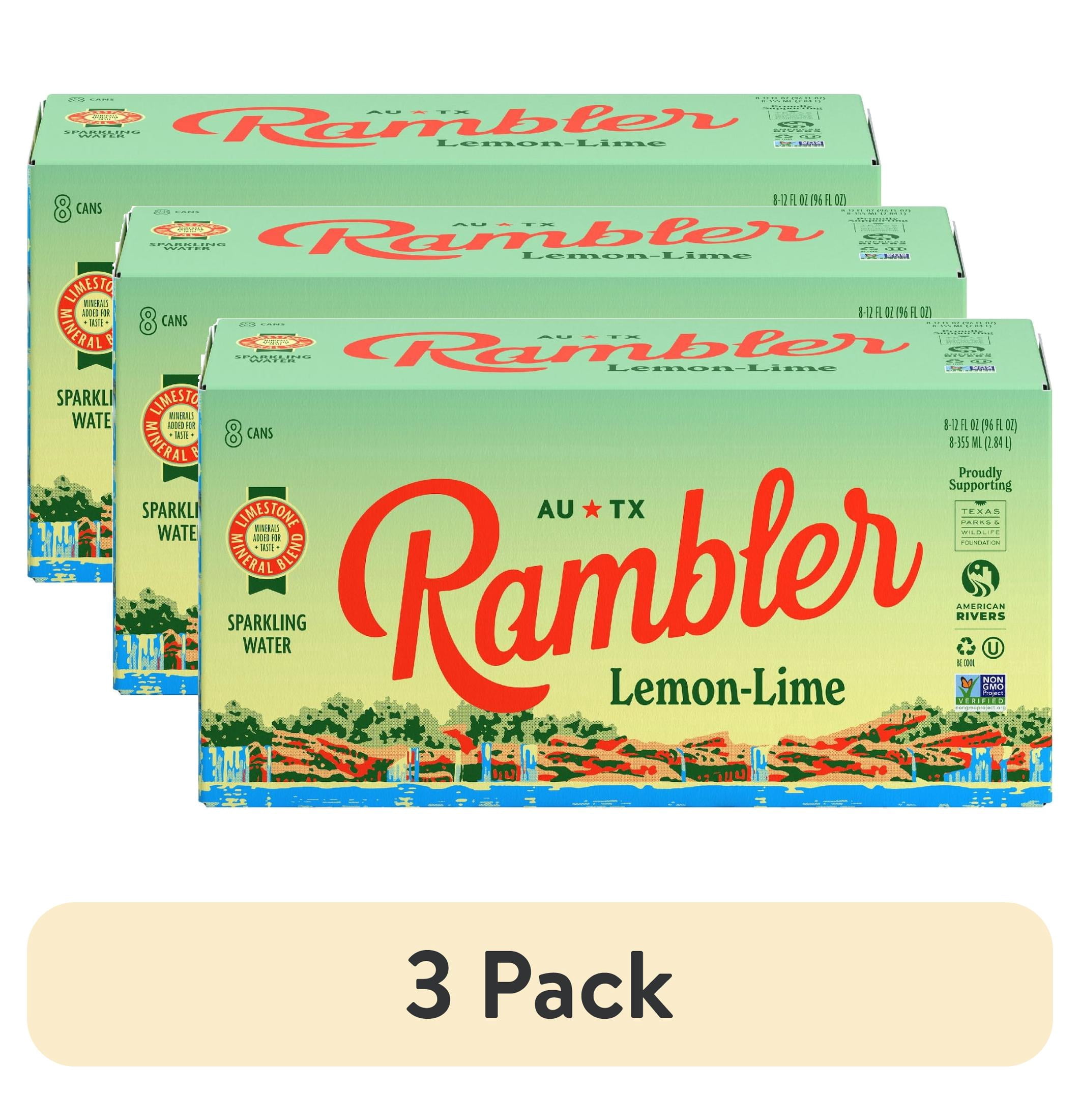 (3 pack) Rambler Lemon Lime Sparkling Water 8 - 12 fl Oz Cans