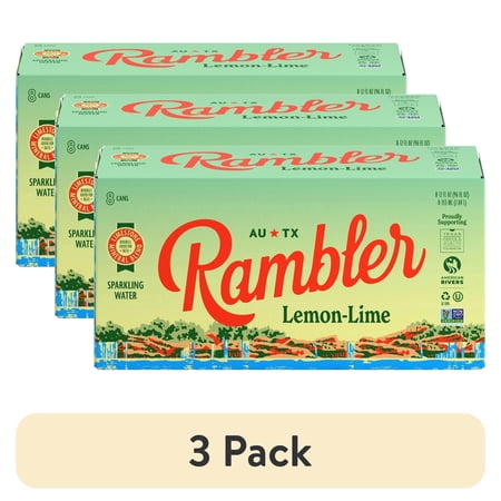(3 pack) Rambler Lemon Lime Sparkling Water 8 - 12 fl Oz Cans