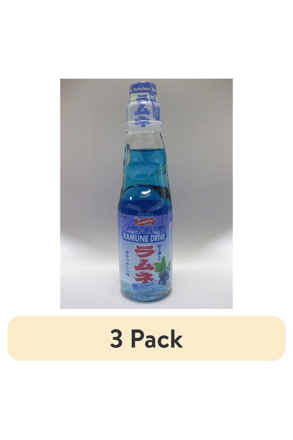 (3 pack) Ramune Drink Blueberry 200ml SK, No Common Allergen-Free Claims Apply