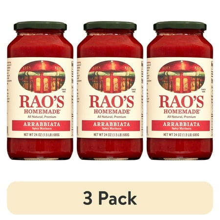 (3 pack) Rao's Homemade Arrabbiata Sauce | 24 oz | Spicy Tomato Sauce | Pasta Sauce | Carb Conscious, Keto Friendly | All Natural, Premium Quality | With Italian Tomatoes & Crushed Red Pepper