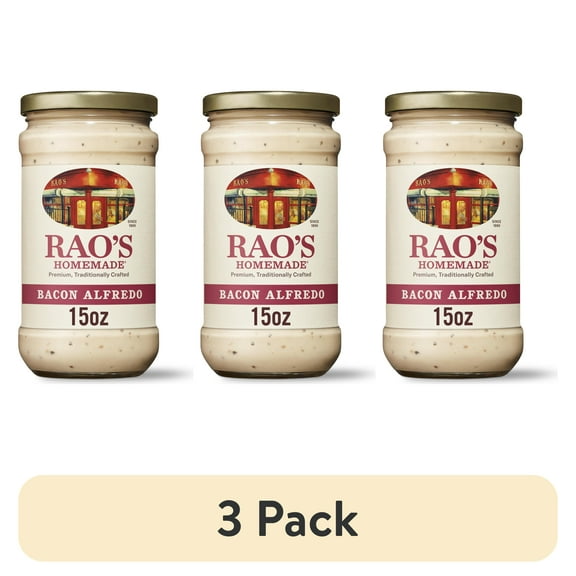 (3 pack) Rao's Homemade Bacon Alfredo Sauce, Pasta Sauce with Parmesan & Romano Cheese, 15 Oz