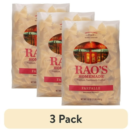 (3 pack) Rao's Homemade Farfalle Pasta, Premium Italian Pasta Made from Durum Semolina Flour, 16 Oz