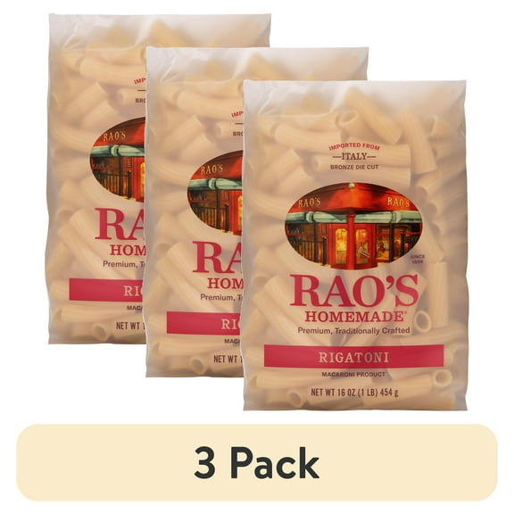 (3 pack) Rao's Homemade Rigatoni Pasta, Premium Italian Pasta Made from Durum Semolina Flour, 16 Oz