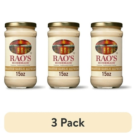 (3 pack) (3 pack) Rao's Homemade Roasted Garlic Alfredo Sauce, Pasta Sauce with Parmesan and Romano Cheese, 15 Oz