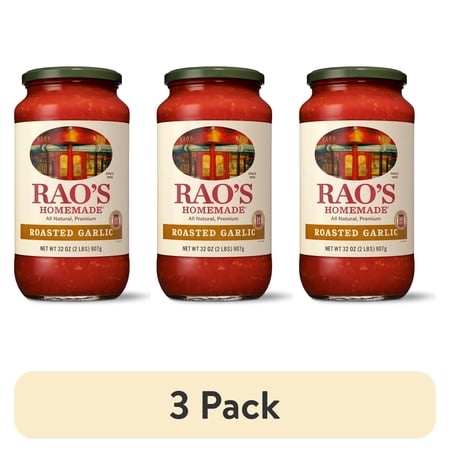 (3 pack) Rao's Homemade Roasted Garlic Pasta Sauce, Keto Friendly, Low Carb 32 oz