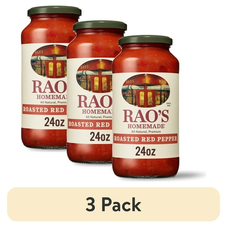 (3 pack) Rao's Homemade Roasted Red Pepper Sauce, Red Pepper Pasta Sauce, 24 Oz
