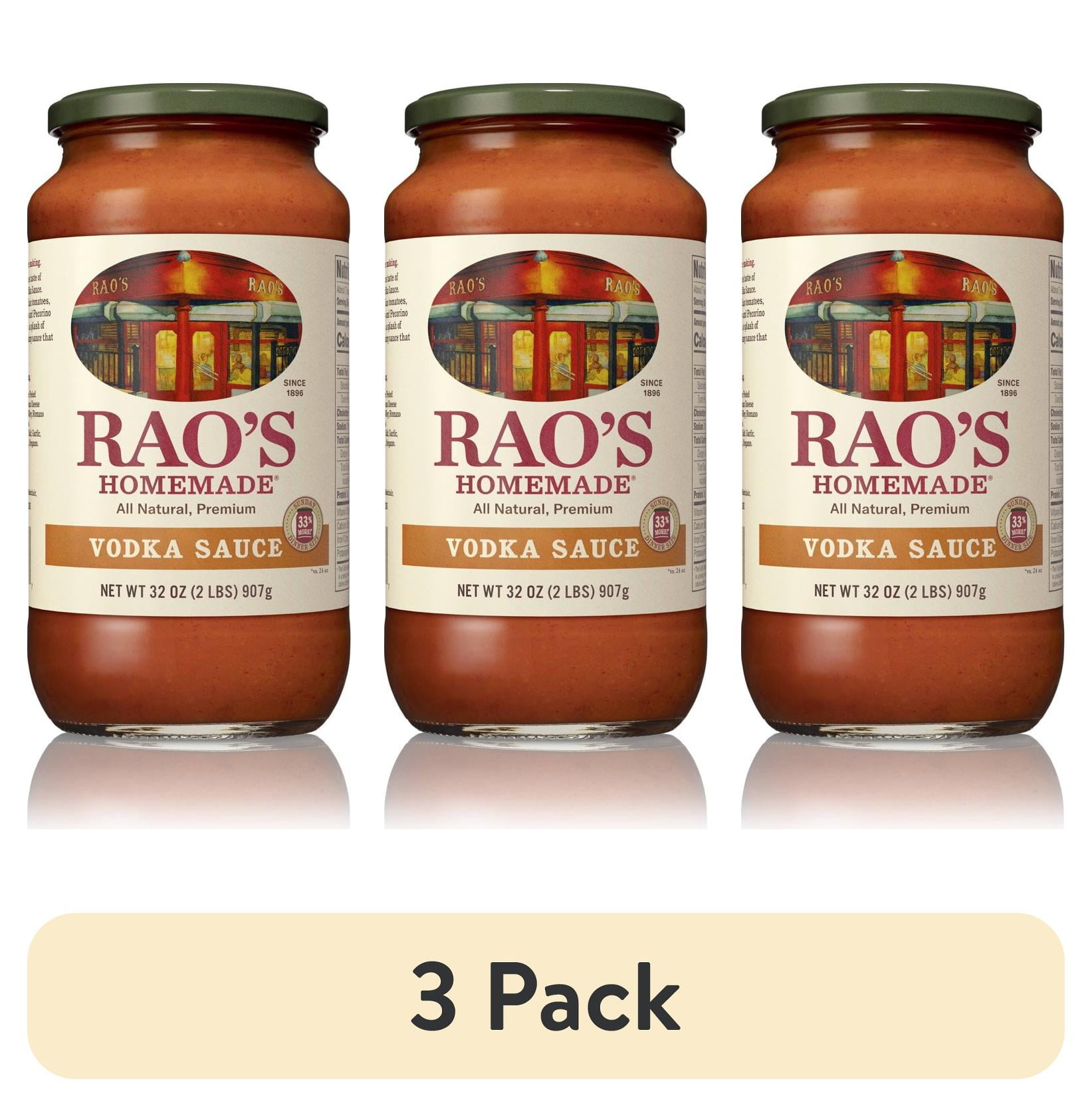 (3 pack) Rao's Homemade Vodka Sauce Made with Italian Tomatoes, 32 oz