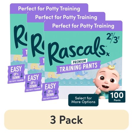 (3 pack) Rascals Premium CoComelon Absorbent Potty Training Pants 2T-3T, 100 Count