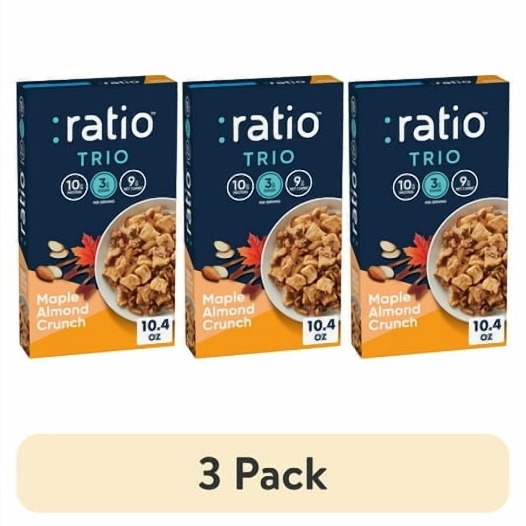 (3 pack) Ratio Trio Maple Almond Crunch Cereal, 10g Protein, Keto Friendly, 10.4 oz