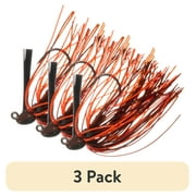 (3 pack) Arkie Lures® Rattle Micro-Honed Hook Silicone Skirting Bass Jig Brown Orange ¼ oz.