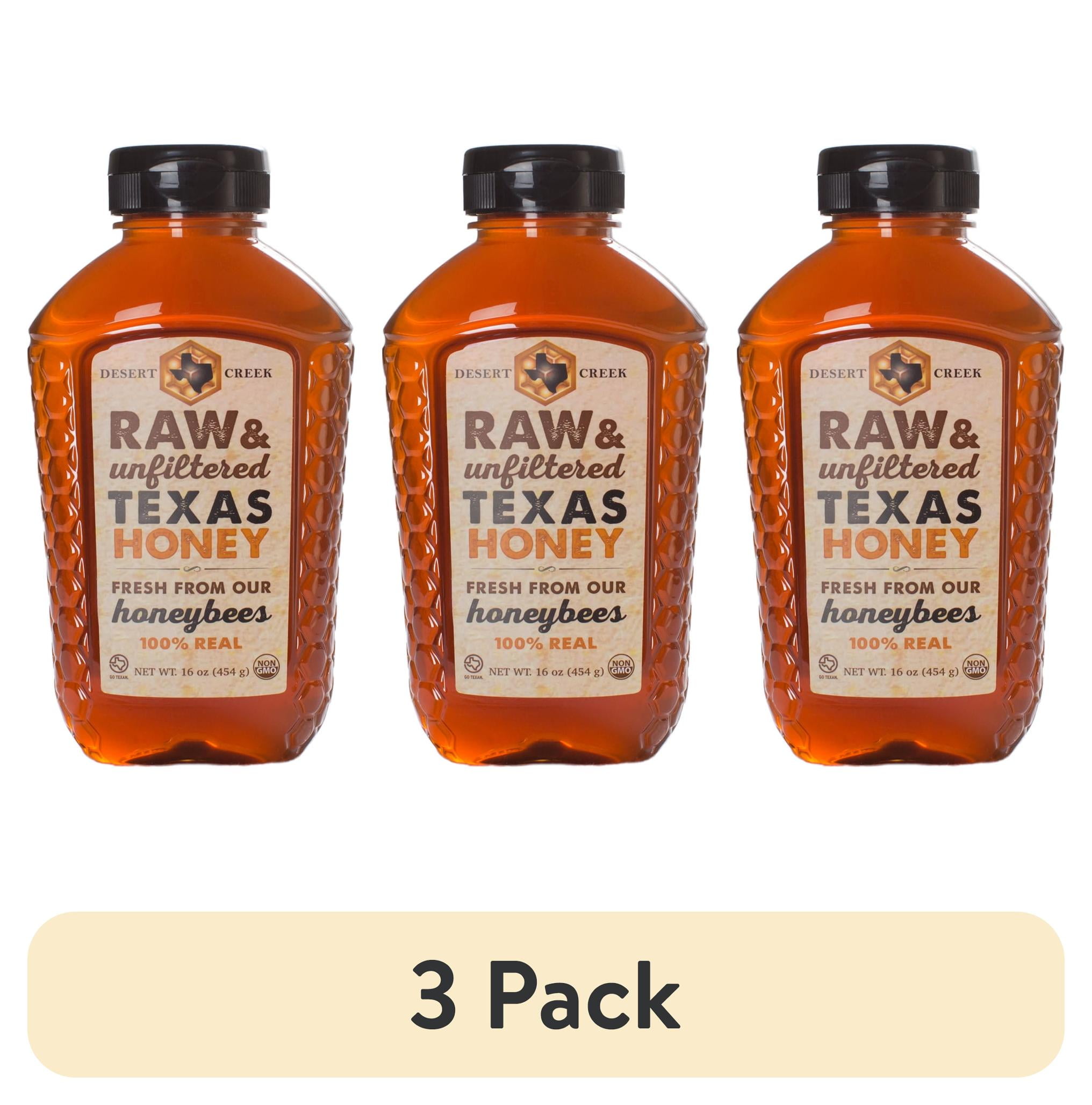 (3 pack) Desert Creek Raw Texas Honey, 16oz, Non-GMO, Kosher Certified