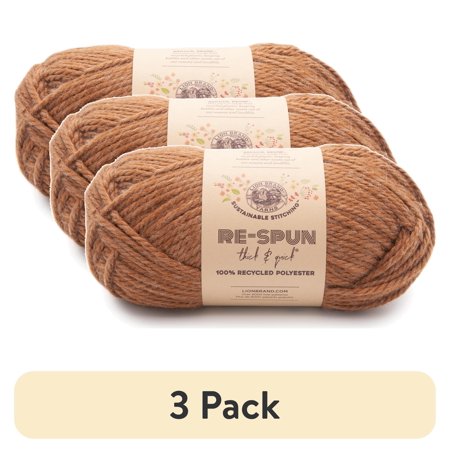(3 pack) Lion Brand Yarn Re spun T&Q Cider 843-125V Recycled Super Bulky 223yd 12oz Yarn
