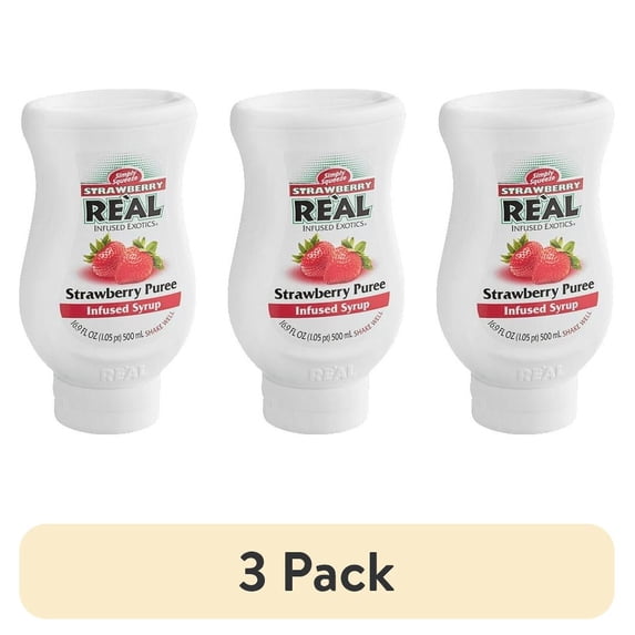 (3 pack) Real Strawberry Puree Infused Syrup, 16.9 fl oz Bottle