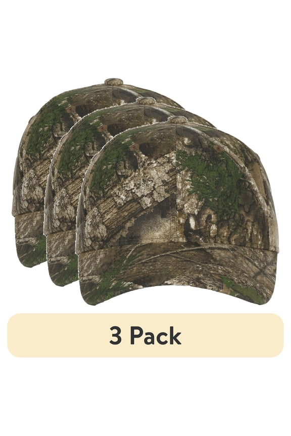(3 pack) Realtree Lightly Structured Cotton Canvas Baseball Style Cap Realtree APX Camo, Adult, Men's, Hunting
