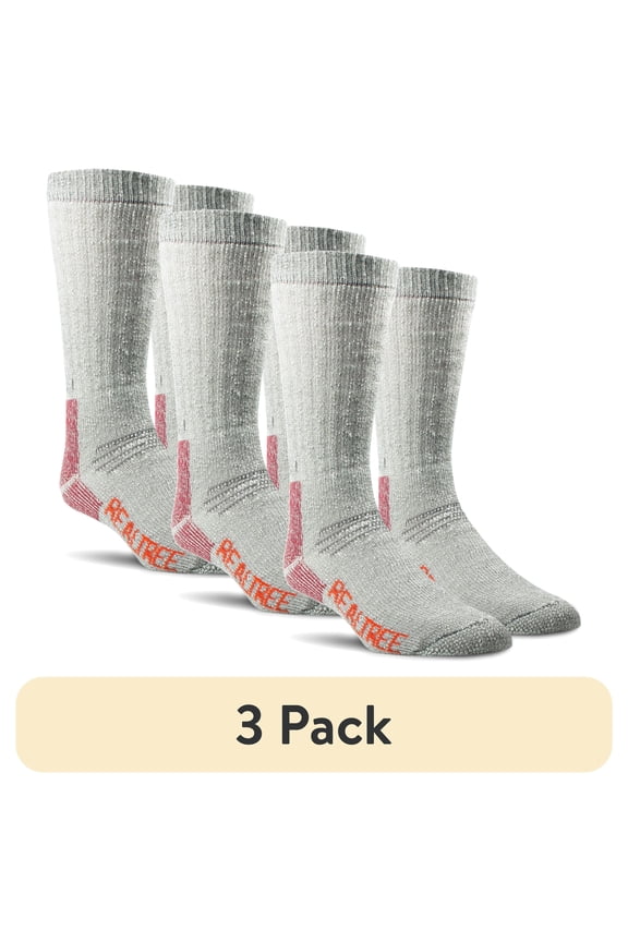 (3 pack) Realtree® Men's Merino Wool Heavy Weight Crew Sock (Granite, Size L)