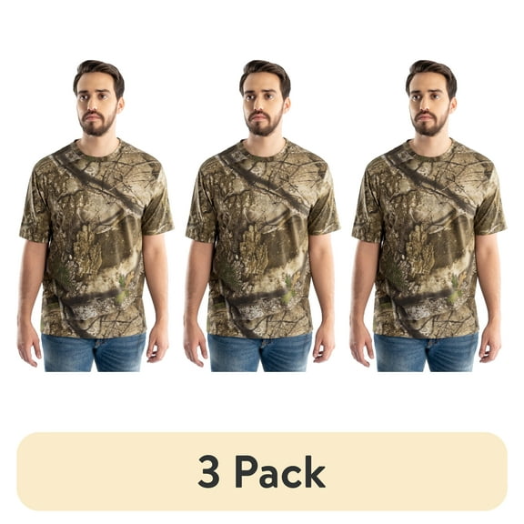 (3 pack) Realtree Men's Short Sleeve Scent Control Hunting Camouflage T-Shirt, size S-3XL