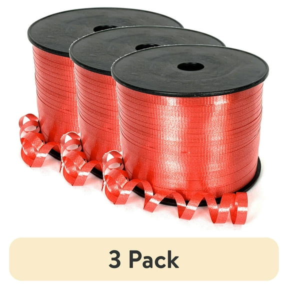 (3 pack) Red Curling Ribbon, 350 Yards by Gwen Studios