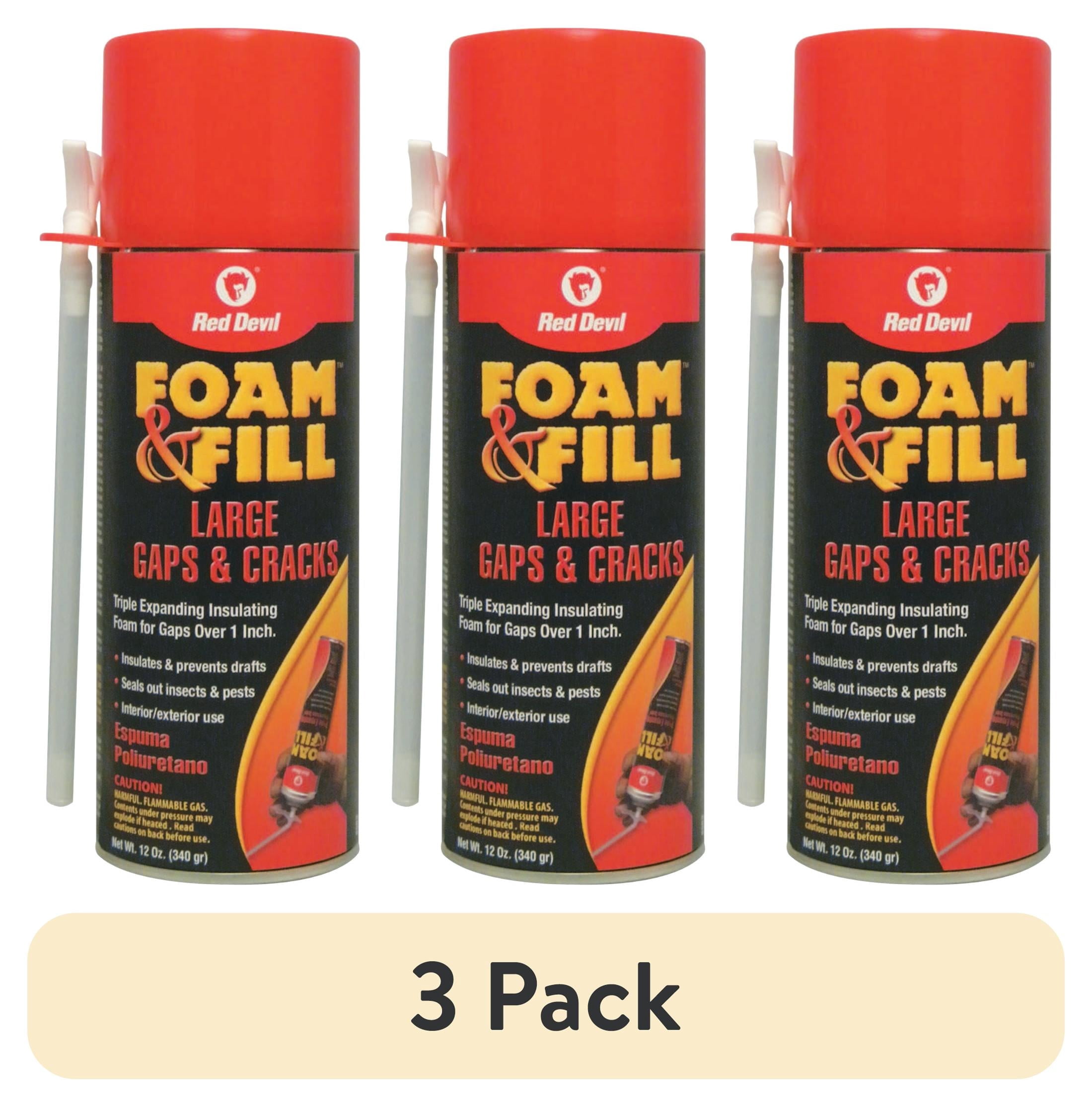 (3 pack) Red Devil Foam and Fill Large Gap Expanding Foam Sealant 12 oz.