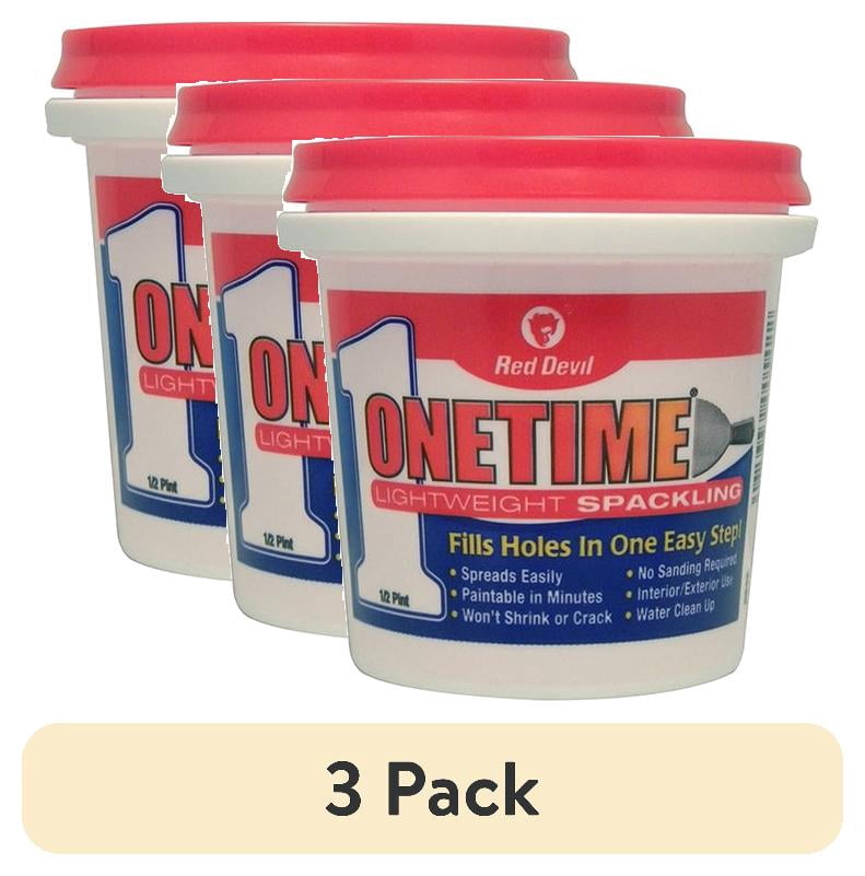 (3 pack) Red Devil ONETIME® Lightweight Spackling Wall Filler 8 oz, Single Pack, Premixed Formula