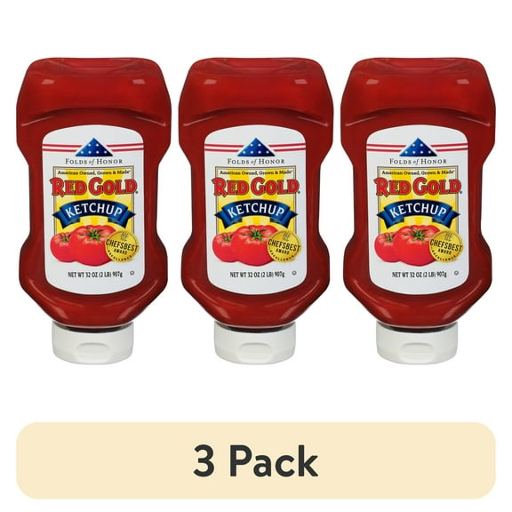 (3 pack) Red Gold Tomato Ketchup, 32 oz Bottle