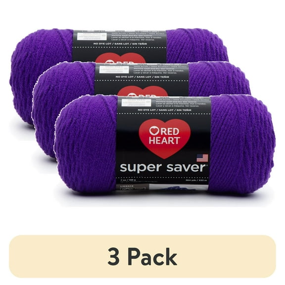 (3 pack) Red Heart Super Saver #4 Worsted Acrylic Yarn, Amethyst 7oz/198g 364yd
