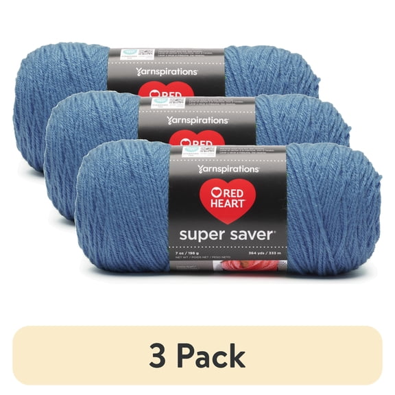 (3 pack) (3 pack) Red Heart® Super Saver® 4 Medium Acrylic Yarn, Blue Wave 7oz/198g, 364 Yards