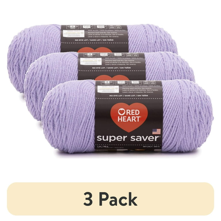 Red Heart, Super Saver Acrylic Yarn, Purple, 3pk, 364 Yards