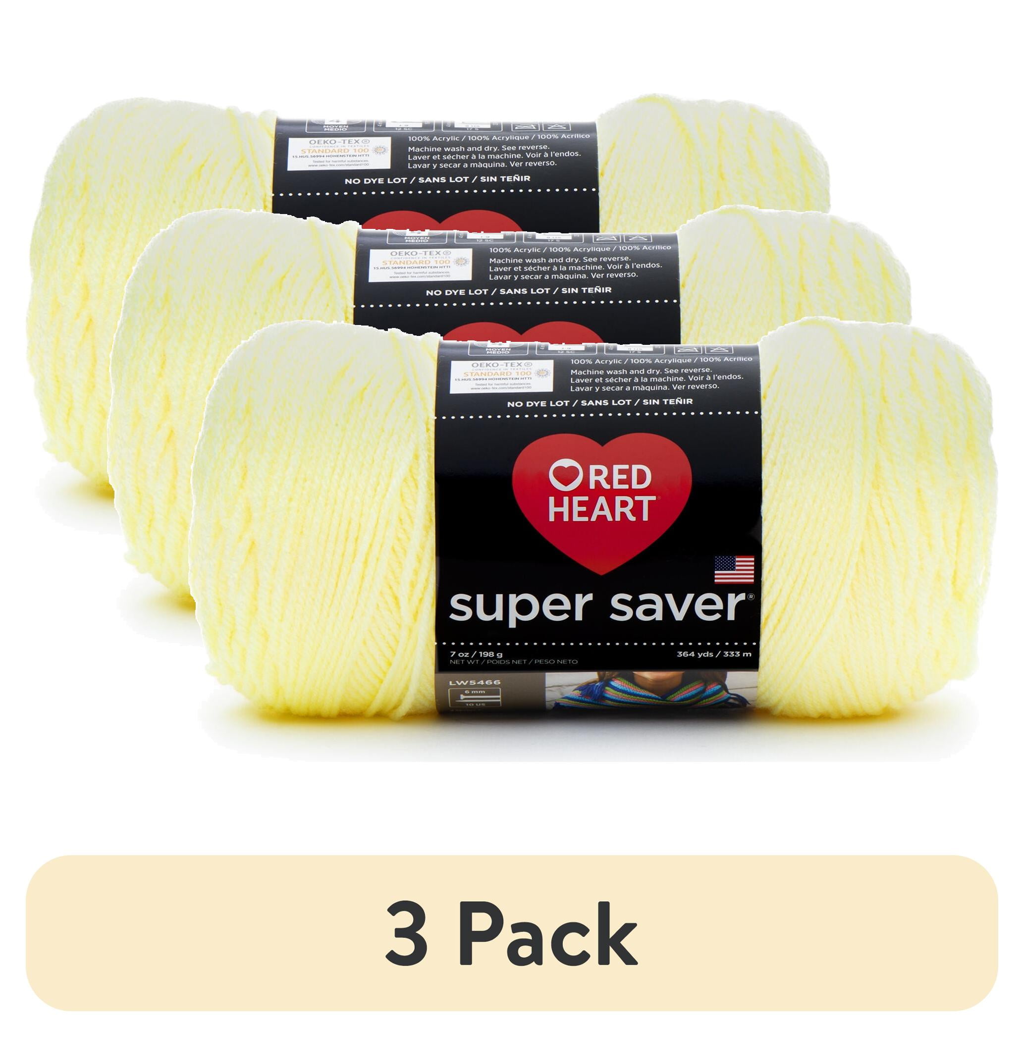 (3 pack) Red Heart® Super Saver® 4 Medium Acrylic Yarn, Pale Yellow 7oz/198g, 364 Yards