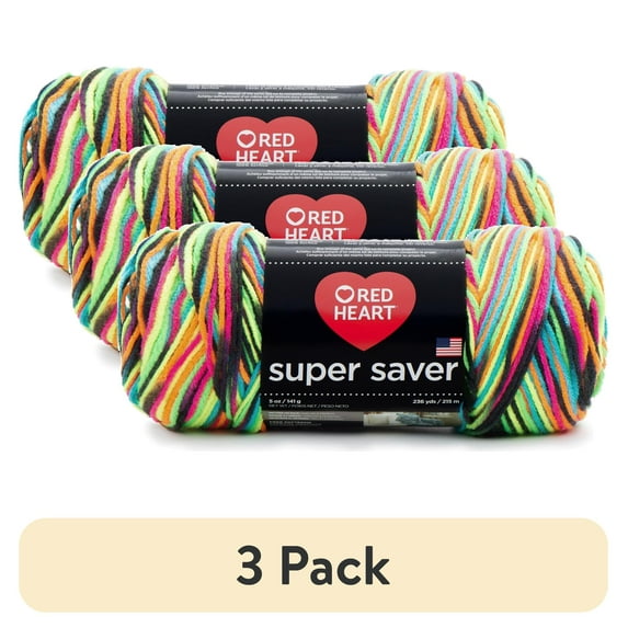 (3 pack) Red Heart® Super Saver™ #4 Worsted Acrylic Yarn, Black light 5oz/142g 236yd