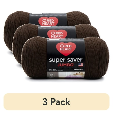(3 pack) Red Heart Super Saver Jumbo Medium Acrylic Coffee Yarn, 744 yd