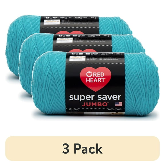 (3 pack) Red Heart Super Saver Medium Acrylic Turqua Yarn, 744 yd