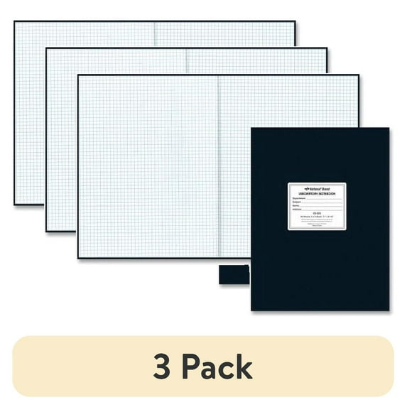 (3 pack) Rediform Quad Ruled Laboratory Notebook 60 Sheets - 8 1/2" x 11" - White Paper - Black Cover - Hard Cover, Heavyweight - Recycled - 1Each