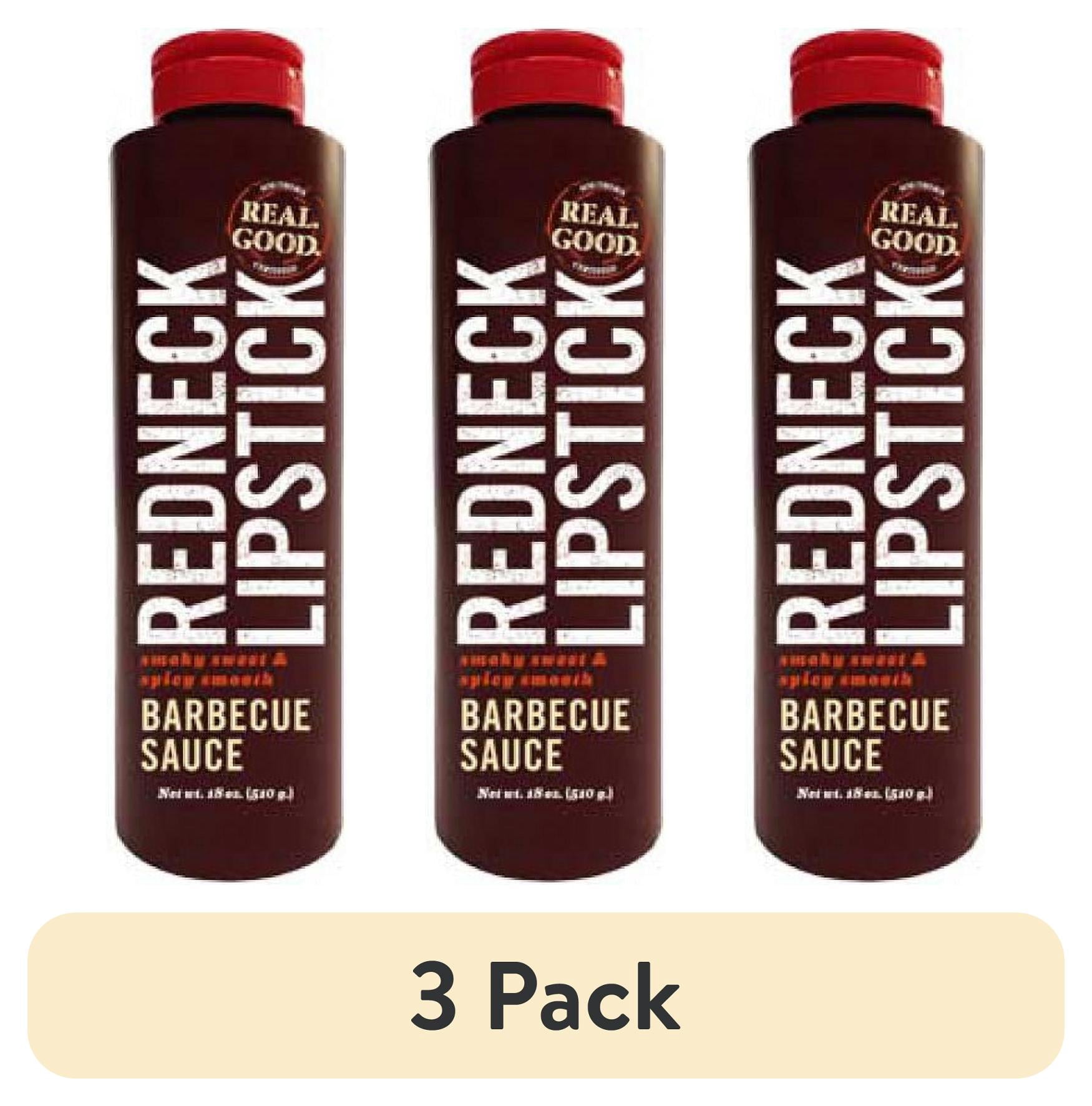 (3 pack) Redneck Lipstick Gluten Free Smoky Sweet and Spicy Smooth Original BBQ Sauce, 18 oz