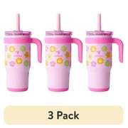 3 pack Reduce Coldee Kids Insulated Tumbler with Straw, 18oz Stainless Steel Spill-Proof Cup with Handle, Smiles