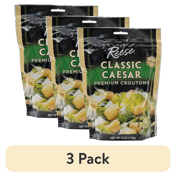 (3 pack) Reese Classic Caesar Premium Croutons, 5 oz, Shelf Stable