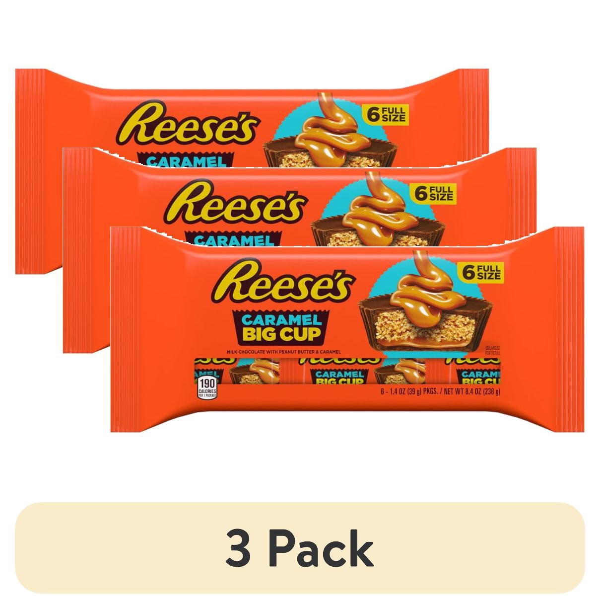 (3 pack) Reese's Big Cup Caramel Milk Chocolate Peanut Butter Cups Candy, Packs 1.4 oz, 6 Count