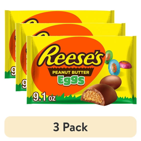 (3 pack) REESE'S Chocolate Peanut Butter Creme Eggs, Easter Candy Bag, 9.1 oz