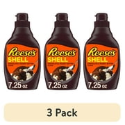 (3 pack) Reese's Chocolate Peanut Butter Shell Topping, Bottle 7.25 oz