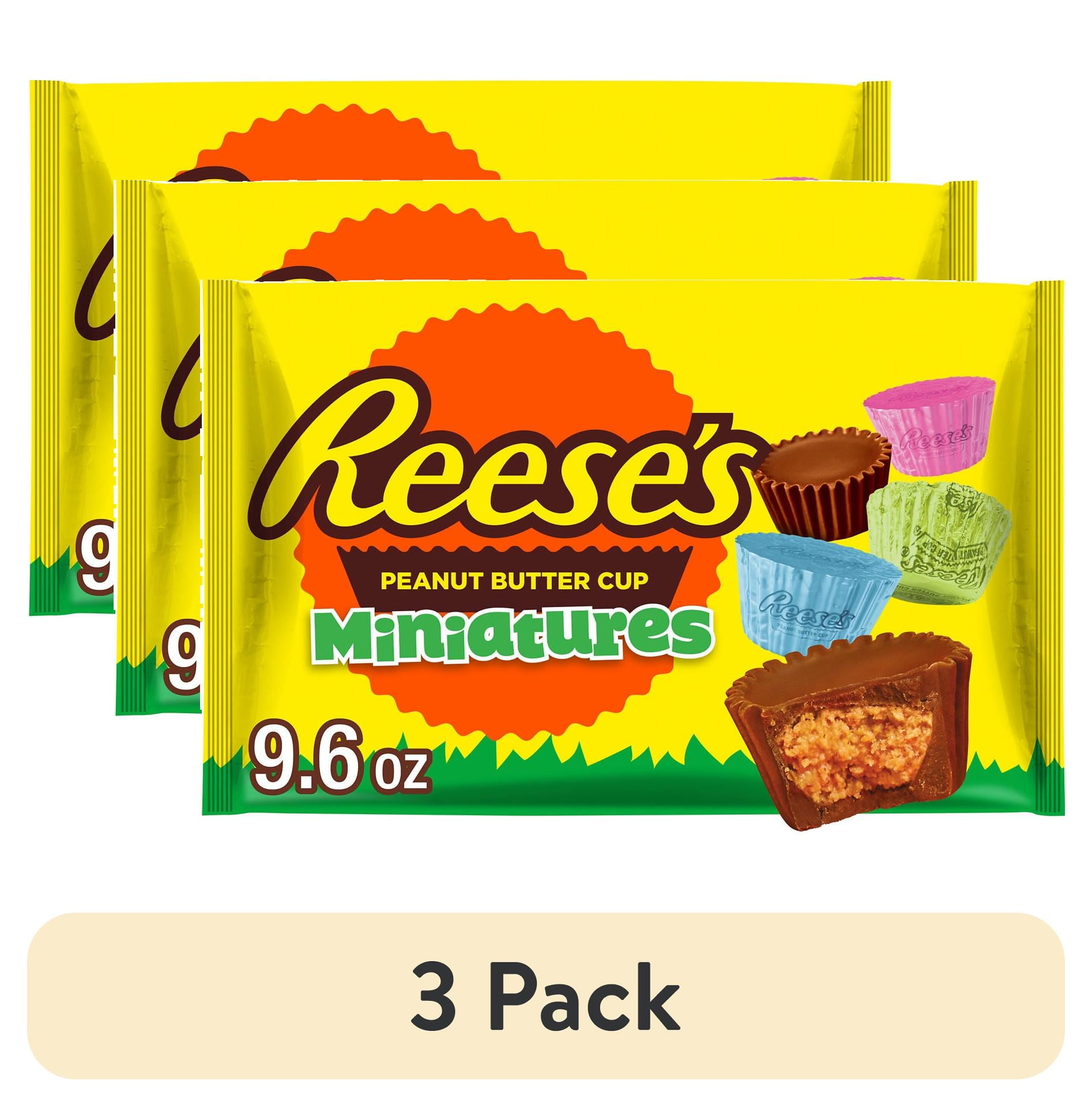 (3 pack) REESE'S Miniatures Milk Chocolate Peanut Butter Cups, Easter Candy Bag, 9.6 oz