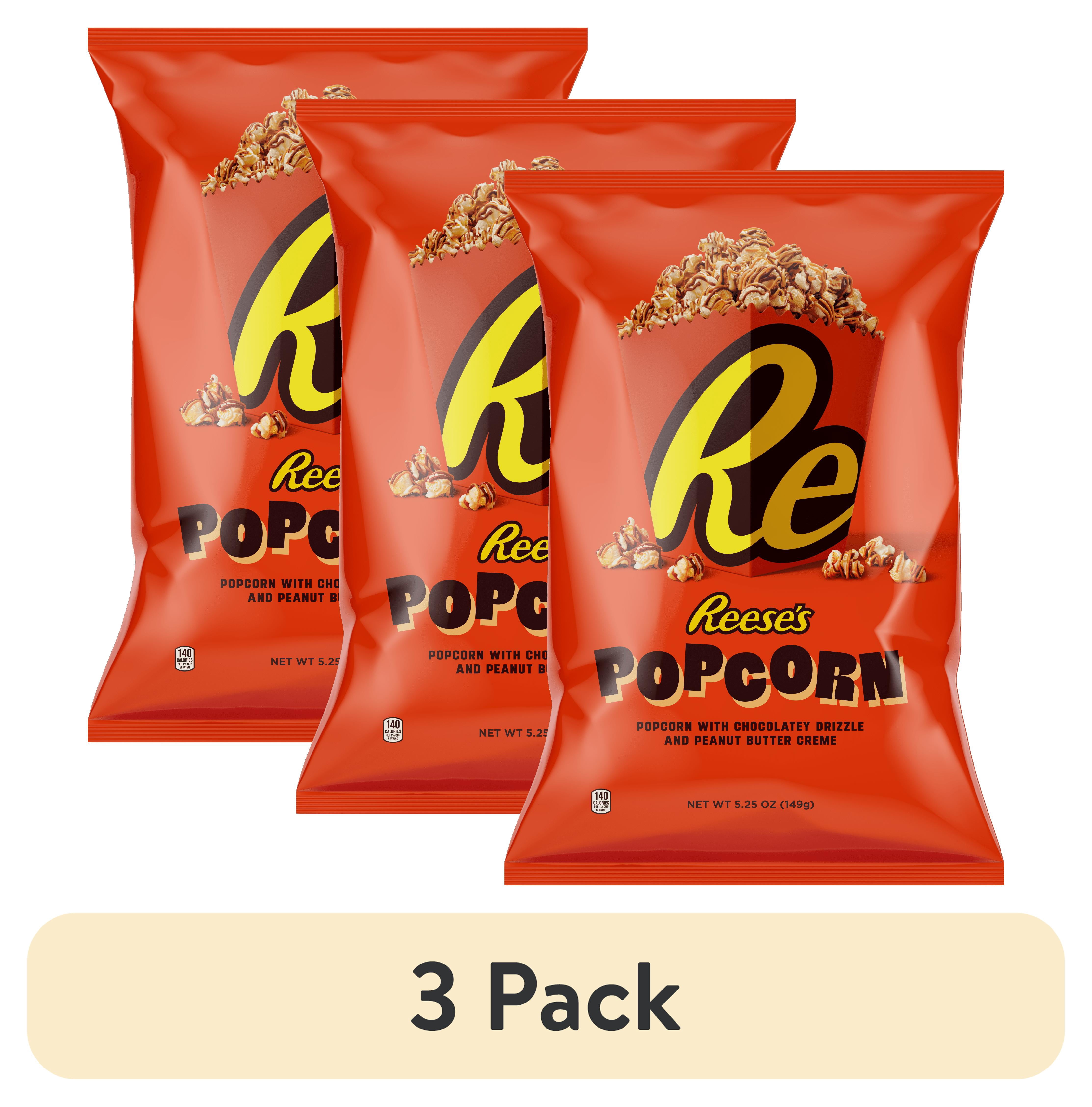 (3 pack) Reese's Peanut Butter Chocolate Drizzled Popcorn Snack, 5.25 oz Sharing-Size Bag