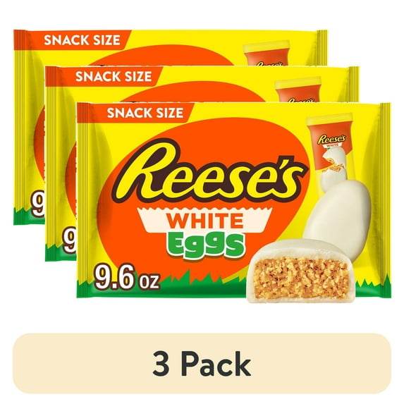 (3 pack) REESE'S White Creme Snack Size Peanut Butter Eggs, Easter Candy Bag, 9.6 oz