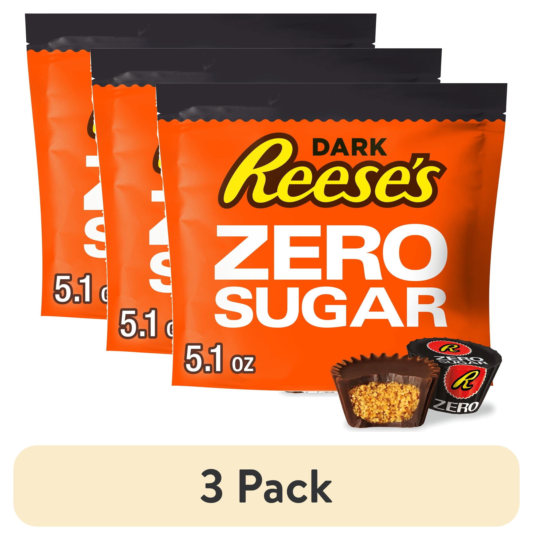 (3 pack) Reese's Zero Sugar Miniatures Dark Chocolate Peanut Butter Cups Candy, Bag 5.1 oz