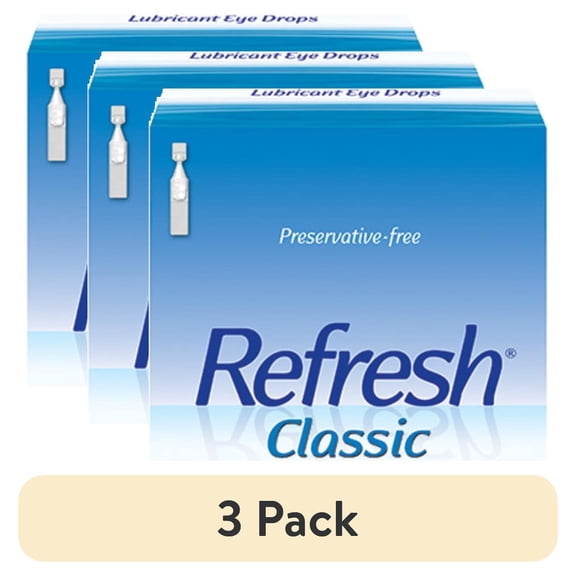 (3 pack) Refresh Classic Lubricant Eye Drops Preservative-Free Artificial Tears, 0.4 ml, 50 Count
