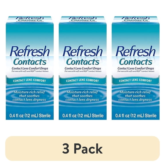 (3 pack) Refresh Contacts Contact Lens Comfort Drops, 0.4 fl oz (12mL) Sterile