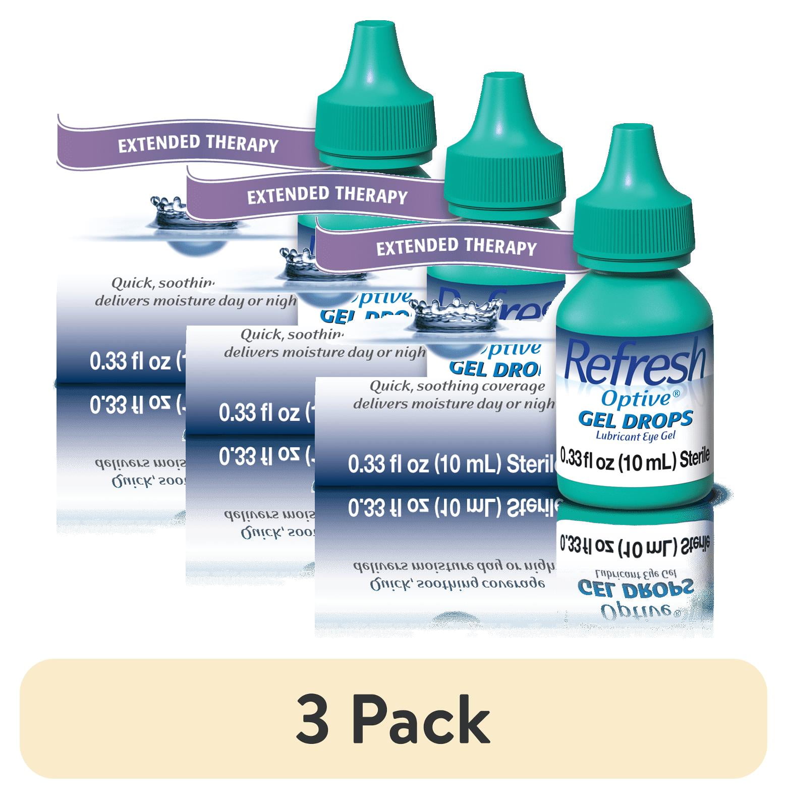 (3 pack) Refresh Optiv Gel Drops Lubricant Eye Gel, Extended Therapy, 0.33  fl oz