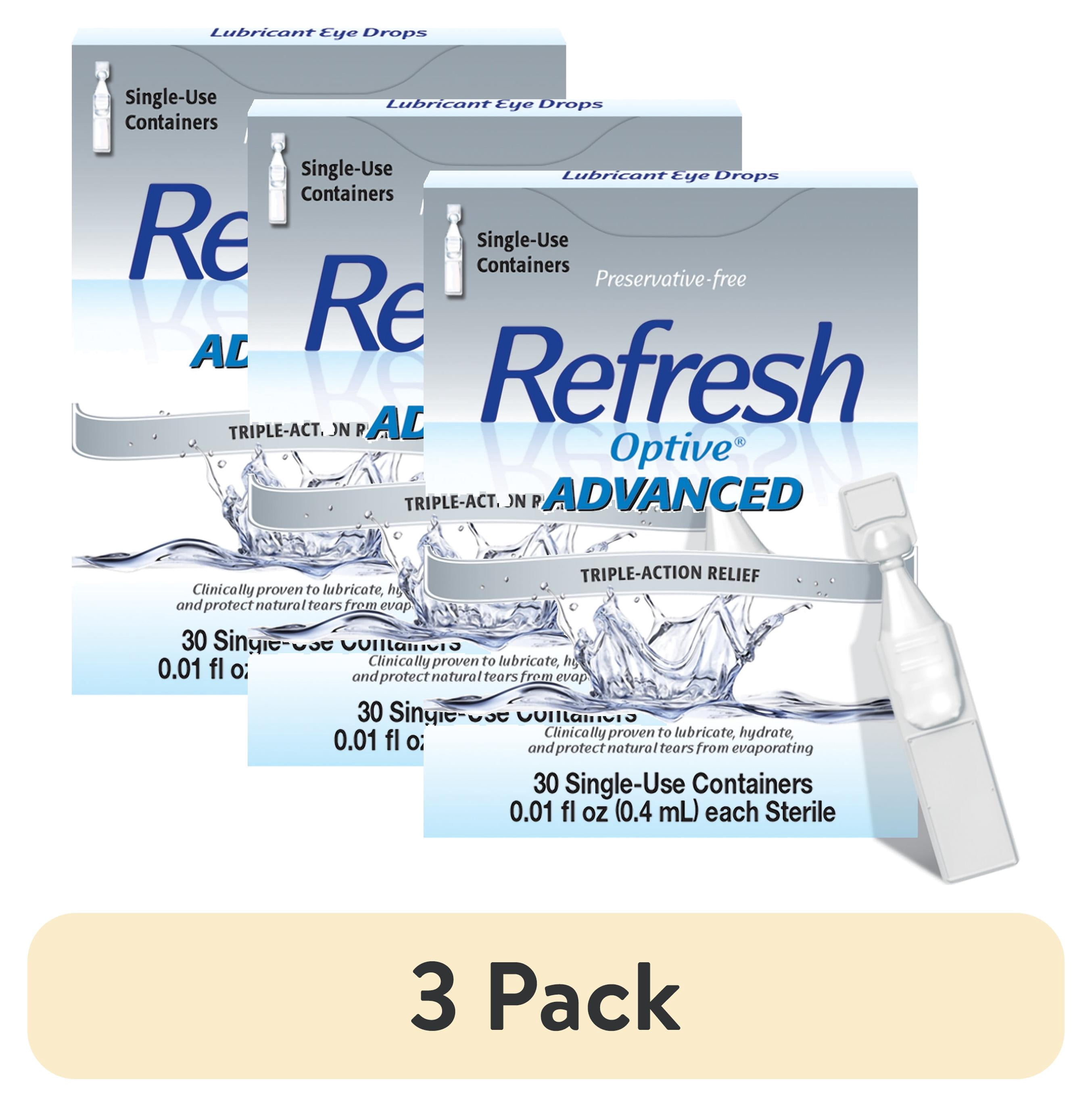 (3 pack) Refresh Optive Advanced PF Lubricant Eye Drops Preservative-Free Artificial Tears, 0.4 ml, 30 Count